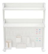 Skrivbordsorganisatör - Klämmonterad vertikal hylla med pegboard - Flerskiktsförvaring - Stål & MDF - Mått 80 x 12,5 x 95 cm - Vit
