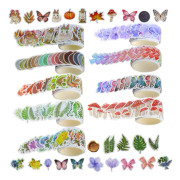 Vintage Dekorativ Självhäftande Bullet Journal Washi Maskeringstejp Dekorativ Tejp för DIY Hantverk Scrapbooking (9 Rullar)