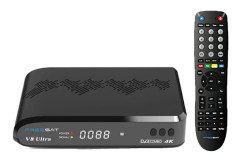 Satellitmottagare, 4K UHD-stöd, flerspråkig kompatibilitet,EU-plugg, V8 ultra