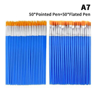 30/100 st akrylmålarpenslar set runda platta hår nylonhår