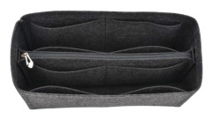Axelväska för kvinnor, insatsorganisatörer med metalldragkedja och flera fickor, innerficka i filt, handväska, organiserare Liz open dark gray c