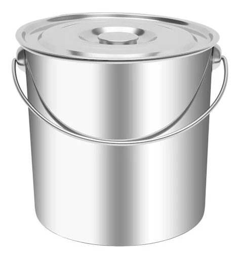 Förvaringshink - Rostfri hink med lock - 20 l kapacitet - För torrfoder, ris, kaffe, sand