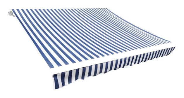 Ersättningstyg för markis blå och vit 380x295 cm polyester