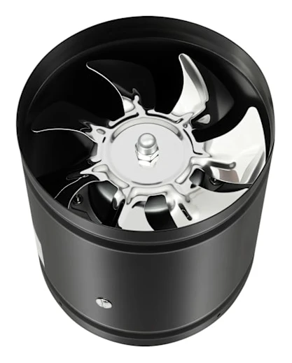 Utsugsfläkt / Ventilationsfläkt - FD-150-2 - Luftflöde 600 m³/h - Effekt 40W - 7 Blad - 2800 varv/min - Kopparmotor - Svart