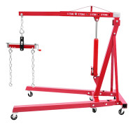 Hydraulisk motorlyft - Fällbar verkstadskran - Maxlast 2 t (2000 kg) - Med motorbalanserare - Kolstål - 148×90 cm - Hydraulpump 8 t - Röd