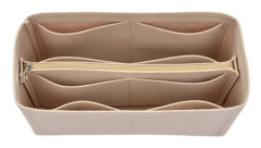 Axelväska för kvinnor, insatsorganisatörer med metalldragkedja och flera fickor, innerficka i filt, handväska, organiserare Anya zipper beige ce