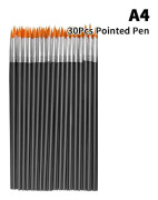 30/100 st akrylmålarpenslar set runda platta hår nylonhår A4