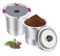 Universella återanvändbara K-koppar i rostfritt stål - Kompatibla med Keurig 2.0 & 1.0 kaffebryggare, miljövänliga påfyllningsbara kaffekapslar (2-pack)