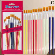 12 st målarpenslar Set Konst Rund Platt Hår Nylon Hår Målarpensel