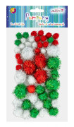 Metalliska pompoms, blandade storlekar och färger, 50-pack, PM-3496