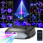 3D RGB animationsprojektor - DMX512 DJ-scenljus - 2 W - Fullfärg - 16 kanaler DMX/RDM - Bluetooth-app, auto/ljud/master-slave - 90–240 V - Blå