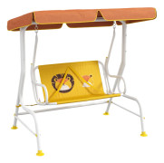 Barngunga - Förskolegunga - Lejonmotiv - 110x70x110 cm - För utomhusbruk - Montering krävs - Gul