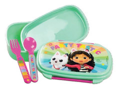 Gabby's Dollhouse lunchlåda med bestick i färgskiftande design