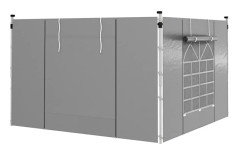 Sidoväggar för paviljong - 2 paneler - 300 x 200 cm - Med fönster - Oxfordtyg - Ljusgrå