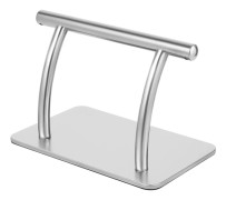 Fotstöd för frisörstol - Golvstående - Rostfritt stål 201 & gjutjärn - Rör Ø25 mm - Rörlängd 30,5 cm - Bas 29,5×19 cm - Silver