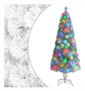 Belyst plastgran vit 210 cm fiberoptik