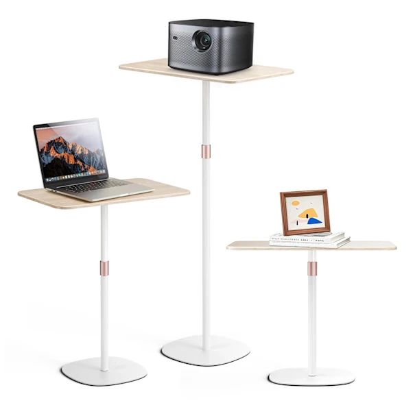 Ståskrivbord - Höj- och sänkbart datorbord/laptopbord - Manuell 46–120 cm - Flyttbart för säng/soffa - Rektangulärt - Träram - Vit