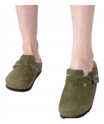 SCHOLL SLIP-ON SANDALER I GRÖNT LÄDER MED PÄLS 39 C_F