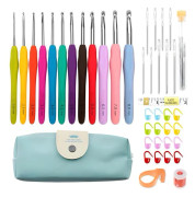 45-delar kit med virknålar, markörer, måttband - Knitting Kit