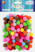 Pompoms, blandade färger, 2 cm, 120-pack, POM-9297