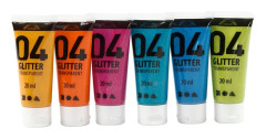 A-Color Glitter Transparent - Akrylfärg - Mixade färger - 6x20 ml