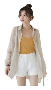 Women's Thin Chiffon Cardigan Breathable Sun Protection Clothing Tops For Summer (M)