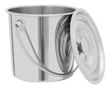 Kökshink - Rostfritt stål - 6 l kapacitet - Livsmedelsklass - Lock och handtag - Tål kokande vatten - 1 mm tjocklek - 19 cm höjd - Silver