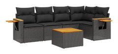 vidaXL Loungegrupp med dynor 6 delar svart konstrotting