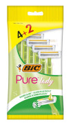 BIC Pure Lady rakhyvel med 3 blad för kvinnor, 1-pack - 6 st (4 + 2 gratis)