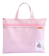 A4 Document Bag Zipper Bag Nylon Mesh Bag Waterproof Double Zipper Small Labels Student Office Supplies Travel Bag Pink
