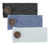 3 st Midjeförlängare Slitstarka Jeans Byxor Knappförlängare Justerbara Midjebandsförlängare för Män Kvinnor (Svart, Ljusblå, Mörkblå)