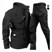 【NX】Vindtät Vattentät Bikerdräkt Herr Jacka Byxor Set Vinter Hajskinn Soft Shell UniKompatibel med Varma Fleecejackor svart
