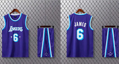 Basketlinne Set – Sportträningsuniform med nummer för män ungdom*Lakers R-Tier Lila #6 James*24 yards