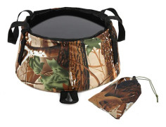 Portable Folding Basin — Perfect for Travel, Camping, and Hotels — Basin for Face, Foot, and Hand Washing — Includes Storage Bag Camouflage
