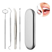 4-Piece Professional Stainless Steel Kit - Tartar Removal Tools, Silver