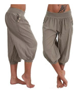 Sommar Dam Linnebyxor Casual Lösa Vida Ben Plus Size Haremsbyxor Bekväma Loungebyxor Loungewear