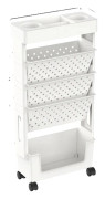 Bokhylla Förvaringsställ, Mobil Design, Stor Kapacitet,PL-Vit