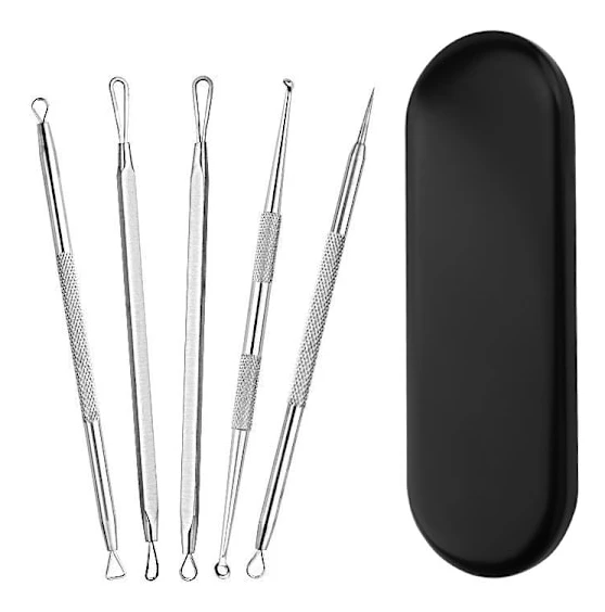 Delar Blackhead Remover, Pimple Popper, Ansiktshudvårdskit Silver