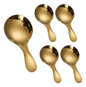 (Guld) 5 st Korta Handtagsskedar Guld Mini Sked, 9 cm Rostfritt Stål Mini Skopa för Burk, Små Kaffeskopor Godisskopor Saltskedar Con