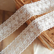 Delicate Cotton Lace Ribbon for Embroidery, Wedding/Bridal Decoration, Crafts, Sewing, 4.6m (White Flower)