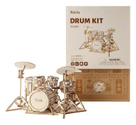 [LLC]Rolife 3D träpussel modellkit för vuxna och tonåringar att bygga musikinstrumentserie (trumset)