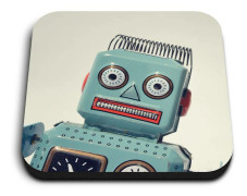 Square MDF Magnets Robot Retro Toy #3704 Brand New