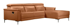Hörnsoffa 3-sits Lund Cognac, Läder/PU, Höger manuell vilstol - Cognac, Läder/PU, Höger manuell vilstol