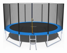 Trampolin - 374 cm - med nät & stege - blå