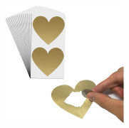 Pack of 50, Heart Scratch Off Sticker 8 x 7cm, Gold Brand New