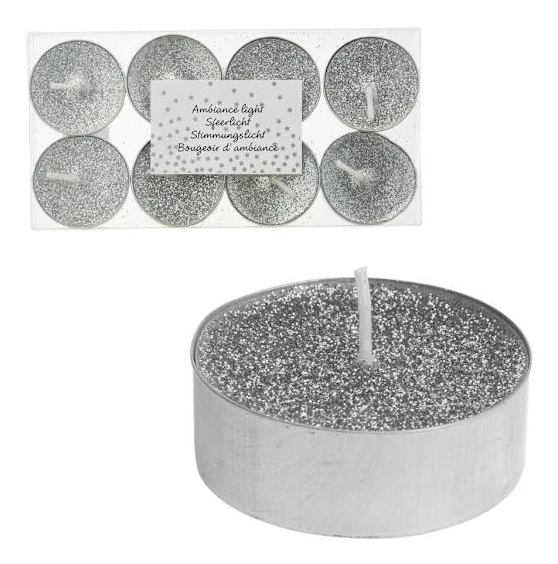Glittriga Värmeljus 8 Styck Silver