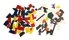 Wooden Tap-a-Shape Geometric Shapes & Farm Pieces 86 Replacement Pin-a-shapes Brand New