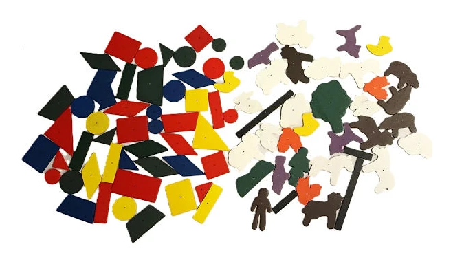 Wooden Tap-a-Shape Geometric Shapes & Farm Pieces 86 Replacement Pin-a-shapes Brand New