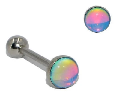 Regnbågsfärgad vibrerande skivstångsstuds tungpiercingar kroppssmycken piercingsmycken tungring