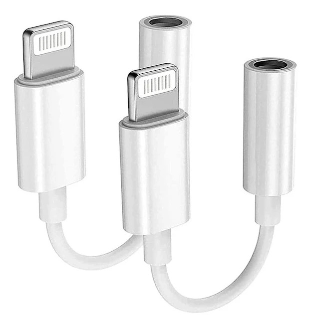 2-pack Apple Lightning till 3,5 mm hörlursuttag Adapterkontakt Aux Audio Hörlurar/Hörlursdongle Stereokabel för Iphone 7/7 Plus/8/8 Plus/x/xs